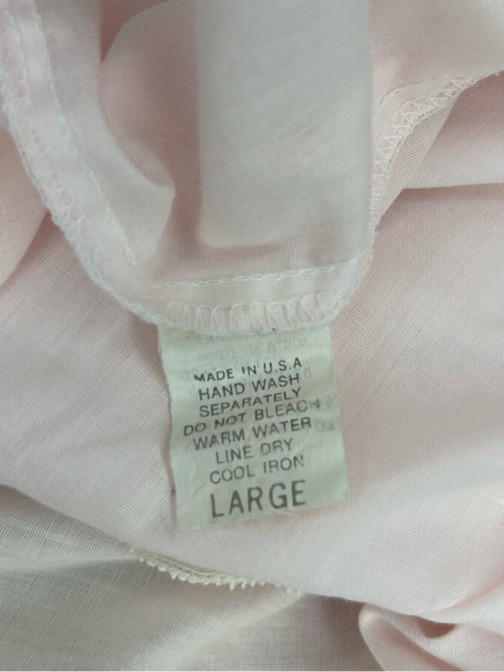 VTG Christian Dior Lingerie Nightgown Sz L Pale Pink Lace Trim Puff Sleeve USA - Picture 8 of 9